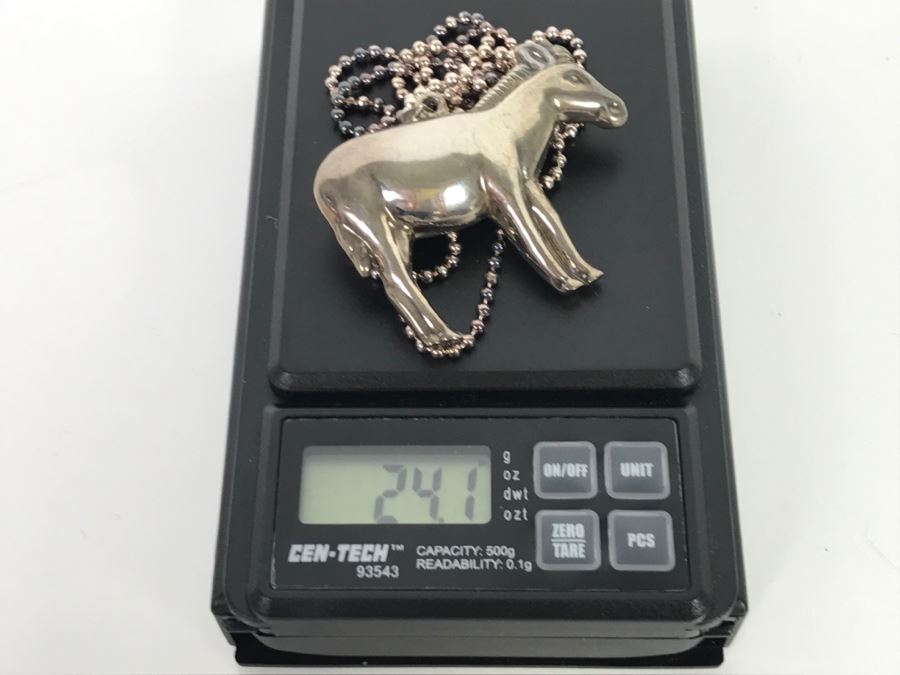 Sterling Silver Horse Pendant With Necklace 24.1g [Photo 6]