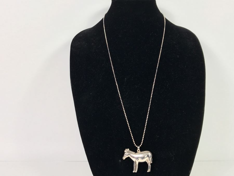 Sterling Silver Horse Pendant With Necklace 24.1g