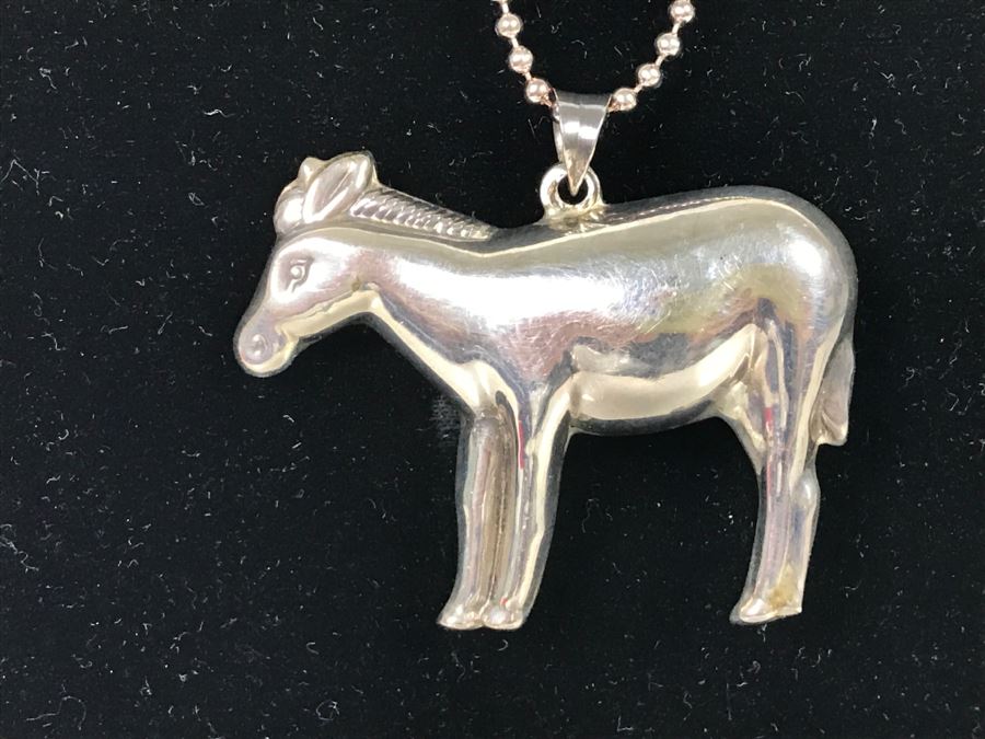 Sterling Silver Horse Pendant With Necklace 24.1g [Photo 2]