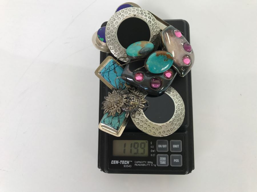 Collection Of (6) Pairs Of Sterling Silver Earrings 119.9g [Photo 15]