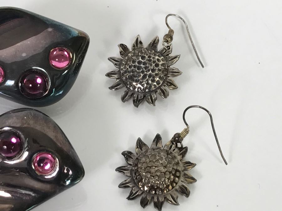 Collection Of (6) Pairs Of Sterling Silver Earrings 119.9g [Photo 8]