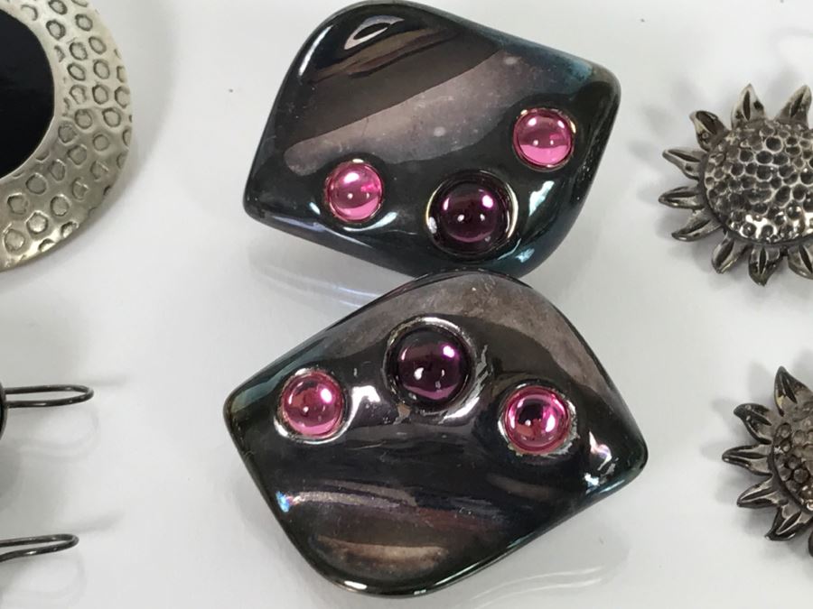 Collection Of (6) Pairs Of Sterling Silver Earrings 119.9g [Photo 7]