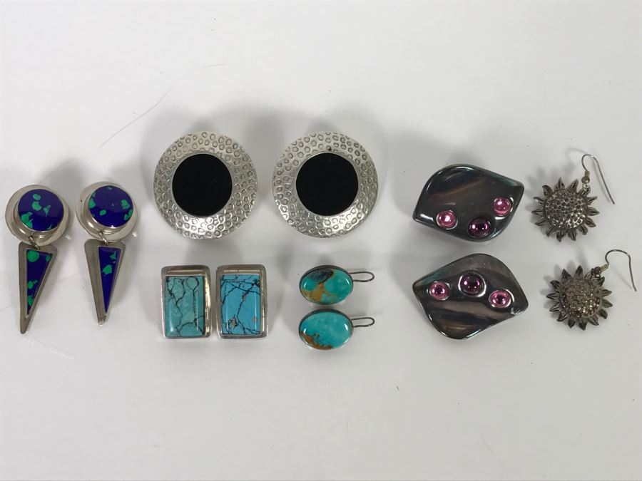 Collection Of (6) Pairs Of Sterling Silver Earrings 119.9g [Photo 2]
