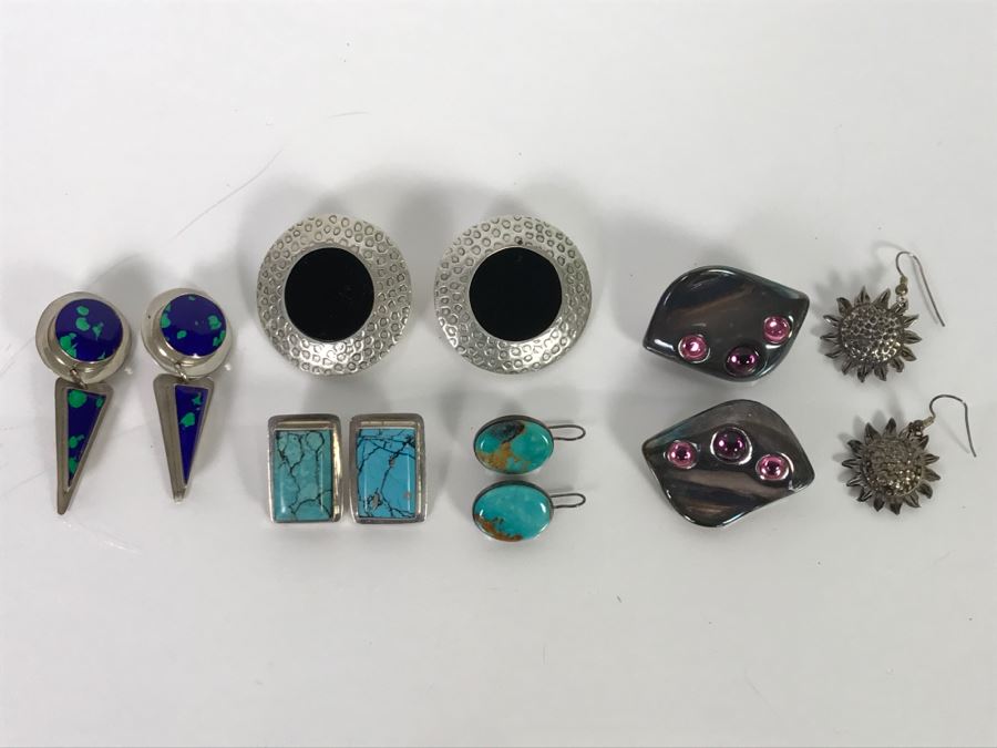 Collection Of (6) Pairs Of Sterling Silver Earrings 119.9g