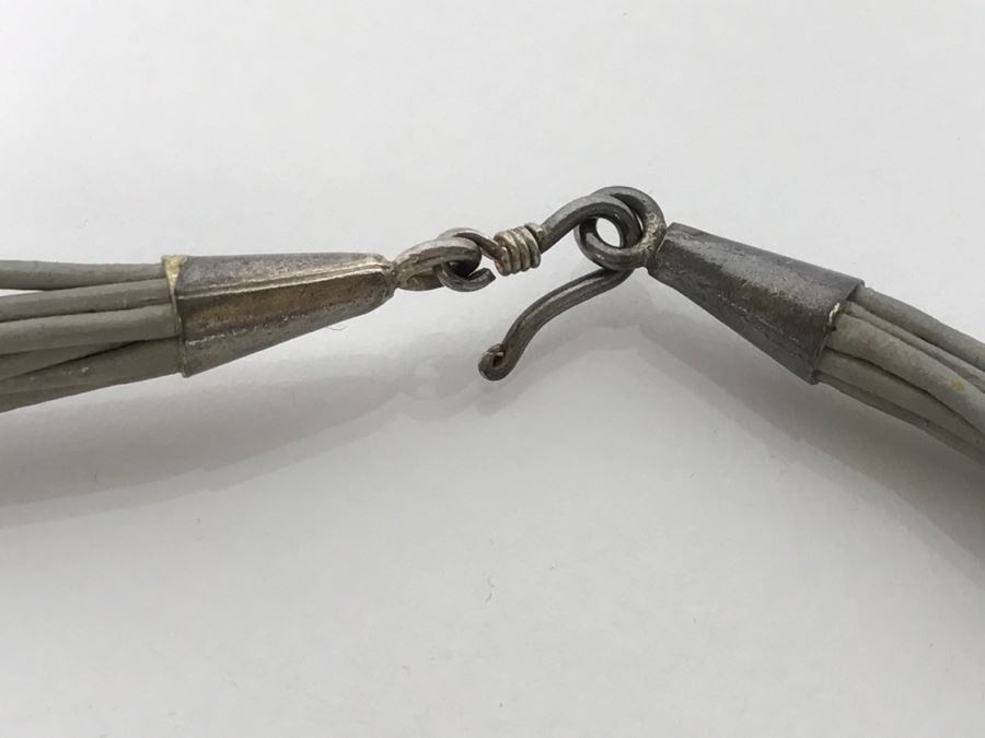 Sterling Silver And Carved Green Stone Horse Pendant Signed KH With Necklace 40.2g [Photo 7]