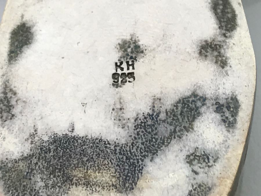 Sterling Silver And Carved Green Stone Horse Pendant Signed KH With Necklace 40.2g [Photo 9]