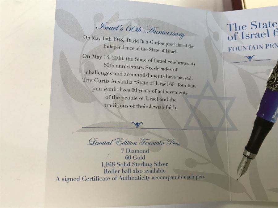 CURTIS Australia Limited Edition Ballpoint Pen The State Of Israel 1948-2008 Sterling Silver 402 of 1,948 With 14K Nib [Photo 18]