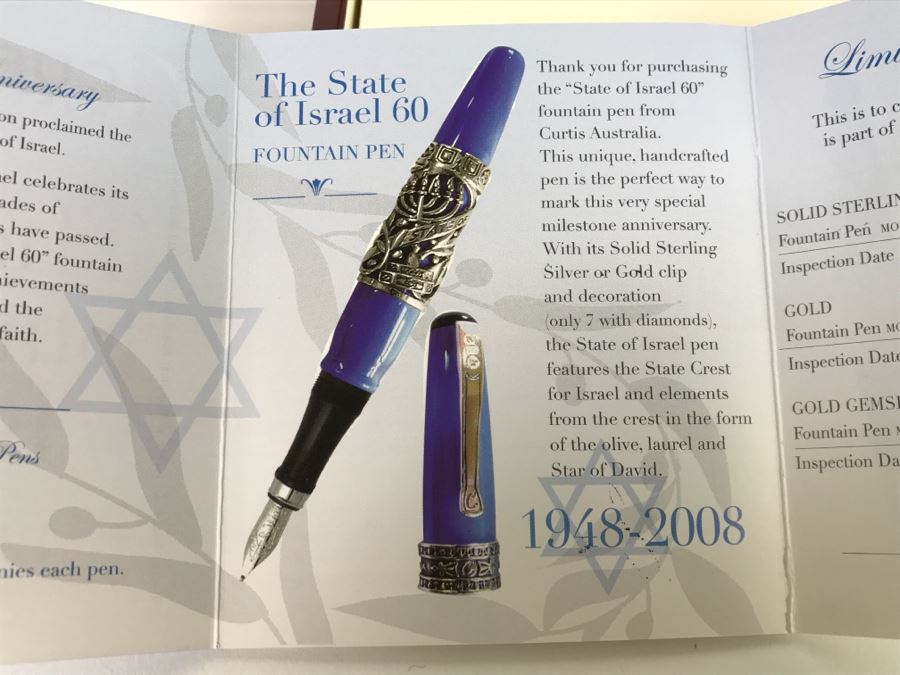 CURTIS Australia Limited Edition Ballpoint Pen The State Of Israel 1948-2008 Sterling Silver 402 of 1,948 With 14K Nib [Photo 19]