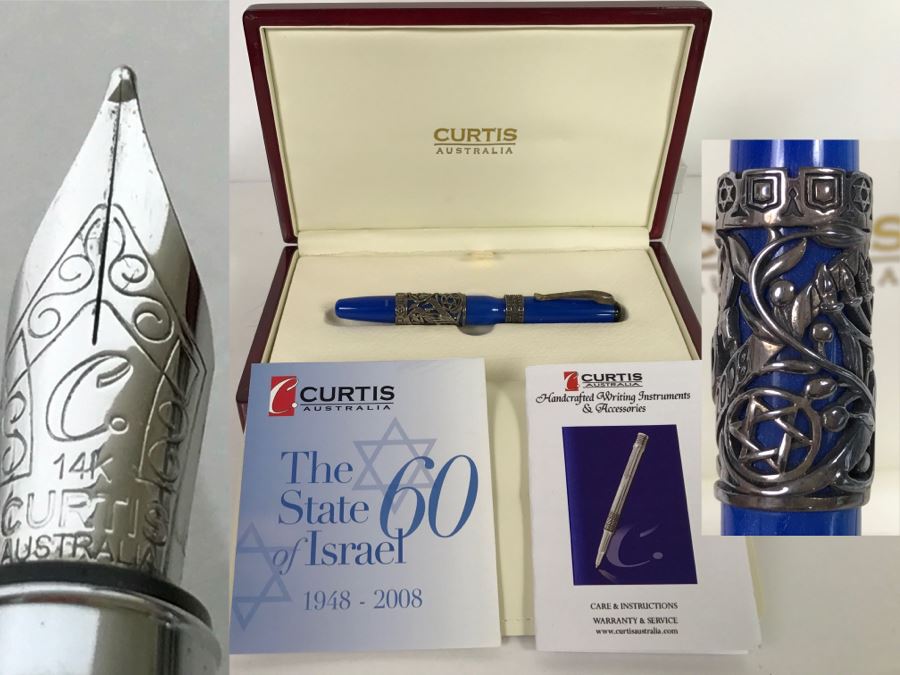 CURTIS Australia Limited Edition Ballpoint Pen The State Of Israel 1948-2008 Sterling Silver 402 of 1,948 With 14K Nib [Photo 1]