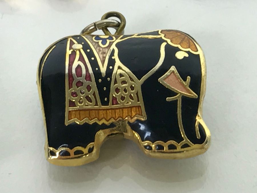 Collection Of (5) Elephant Pendants Mostly Carved Stone Some With 14K Gold Accents [Photo 14]
