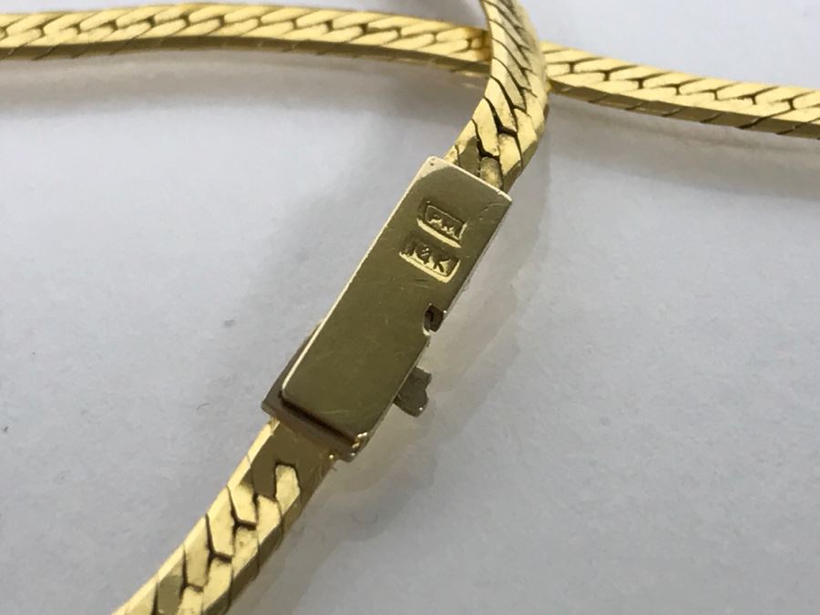 Long 14K Yellow Gold Herringbone Necklace 10.8g [Photo 5]