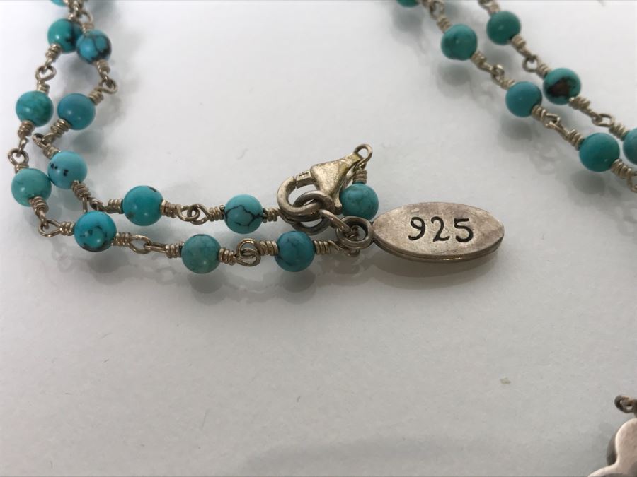 Sterling Silver And Turquoise Cross Necklace 20.5g [Photo 8]
