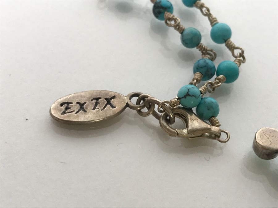 Sterling Silver And Turquoise Cross Necklace 20.5g [Photo 9]