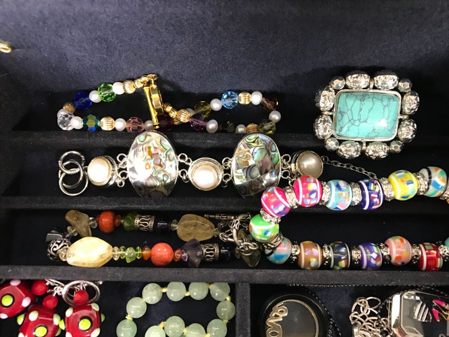 Jewelry Box Filled With Various Jewelry Including Sterling Silver Items - See All Photos [Photo 18]