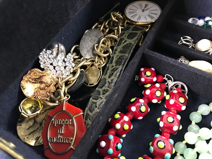 Jewelry Box Filled With Various Jewelry Including Sterling Silver Items - See All Photos [Photo 24]