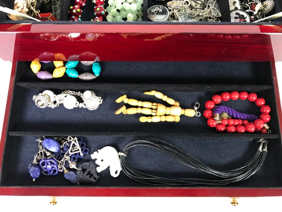 Jewelry Box Filled With Various Jewelry Including Sterling Silver Items - See All Photos [Photo 29]