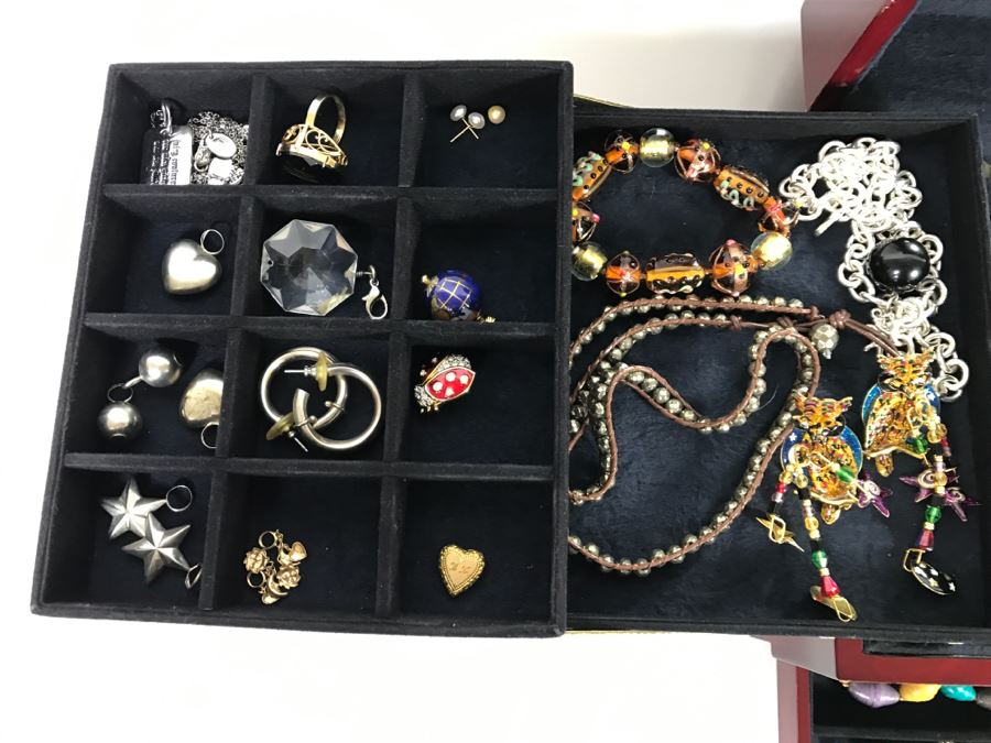 Jewelry Box Filled With Various Jewelry Including Sterling Silver Items - See All Photos [Photo 10]