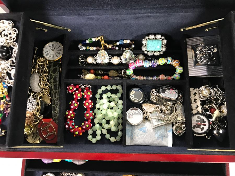 Jewelry Box Filled With Various Jewelry Including Sterling Silver Items - See All Photos [Photo 16]