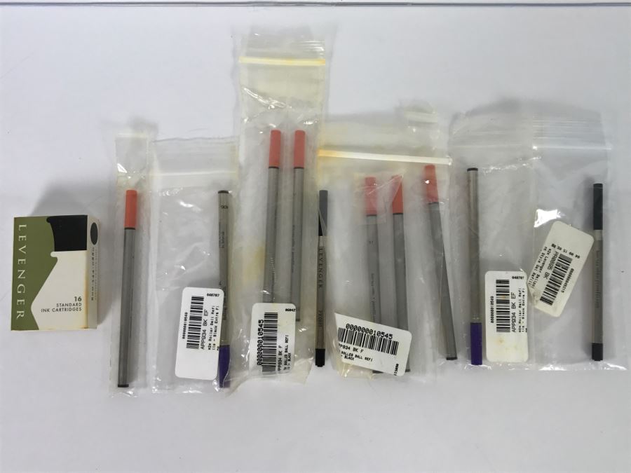 Various LEVENGER Pen Refills Including Rollerball And Ink Cartridges