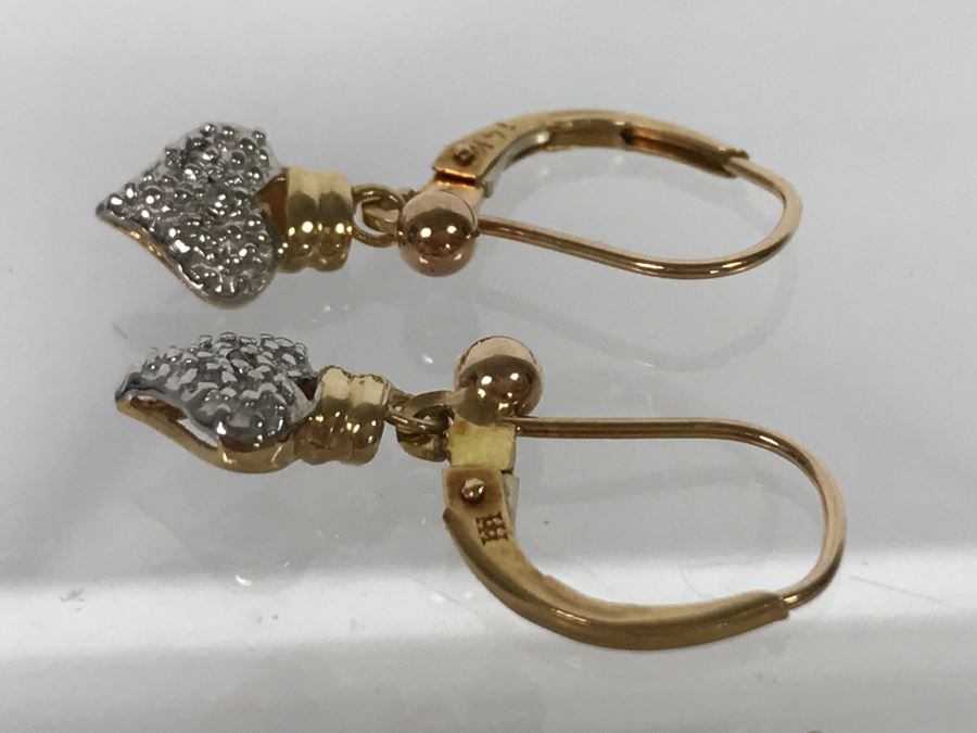 Pair Of 14K Yellow Gold Earrings Heart Shaped 2.2g TW [Photo 10]