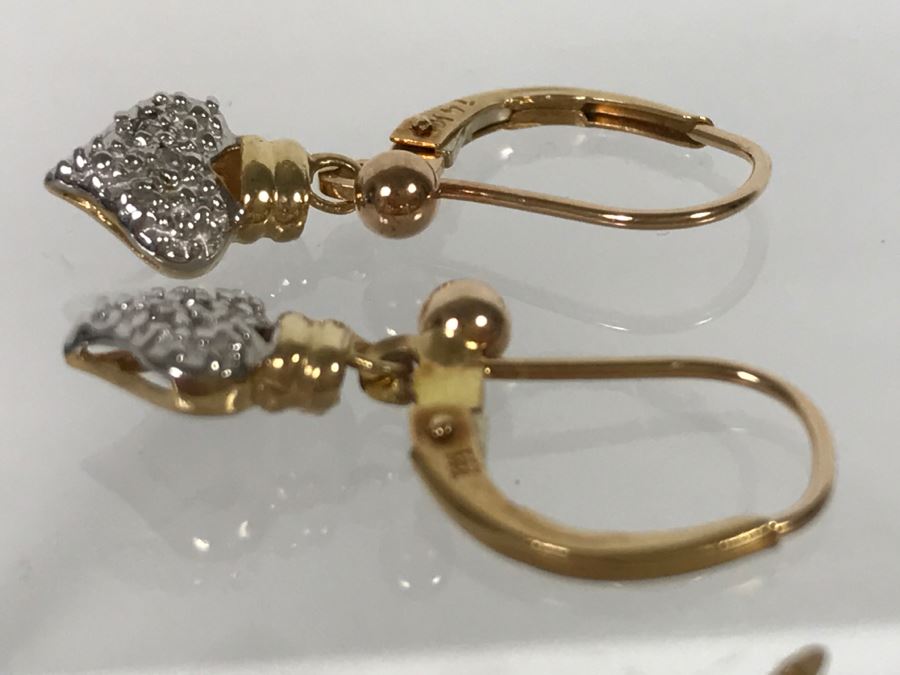 Pair Of 14K Yellow Gold Earrings Heart Shaped 2.2g TW [Photo 11]