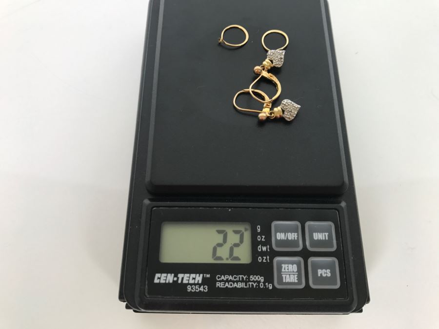 Pair Of 14K Yellow Gold Earrings Heart Shaped 2.2g TW [Photo 21]