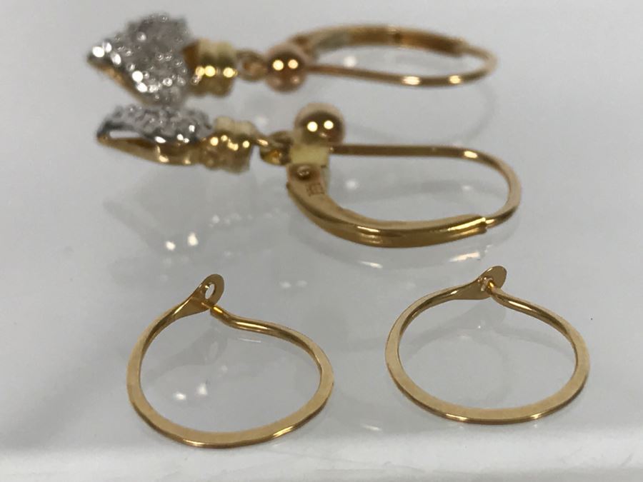 Pair Of 14K Yellow Gold Earrings Heart Shaped 2.2g TW [Photo 12]