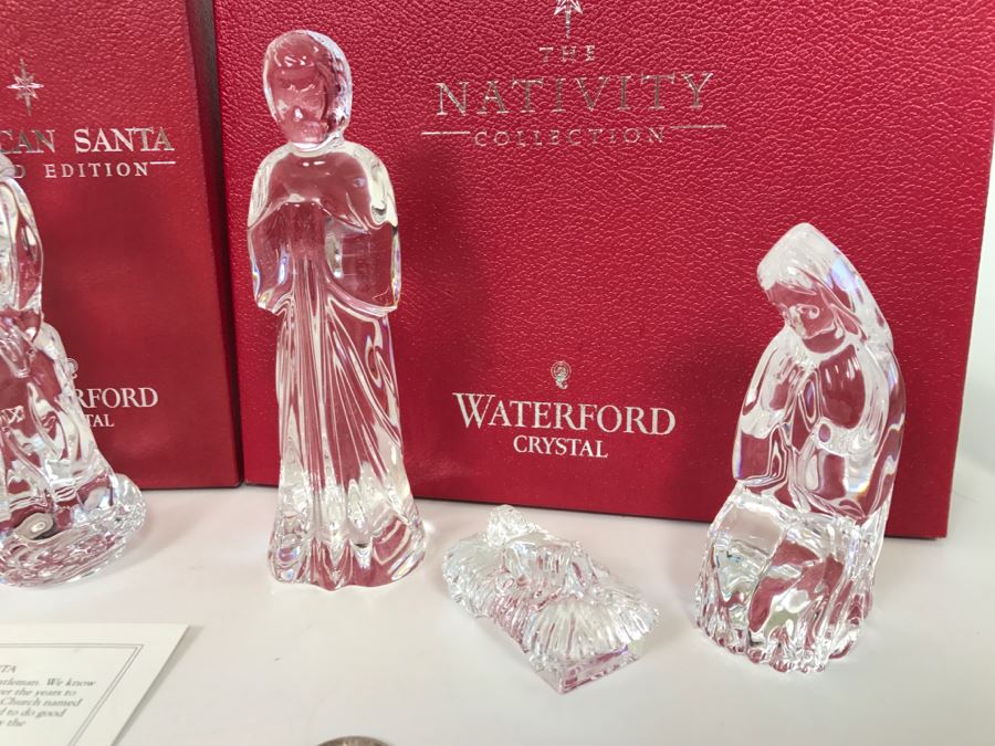 Collection Of Waterford Crystal Santa Claus Figurines And The Nativity Collection With Boxes [Photo 3]