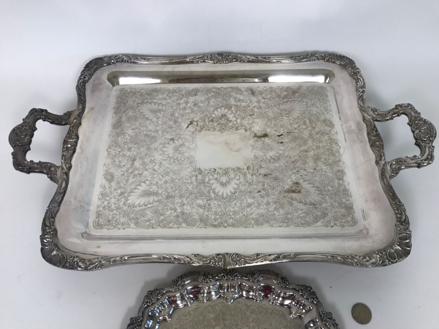 WM Rogers Silverplate Footed Tray And Wallace Silverplate Tray [Photo 4]