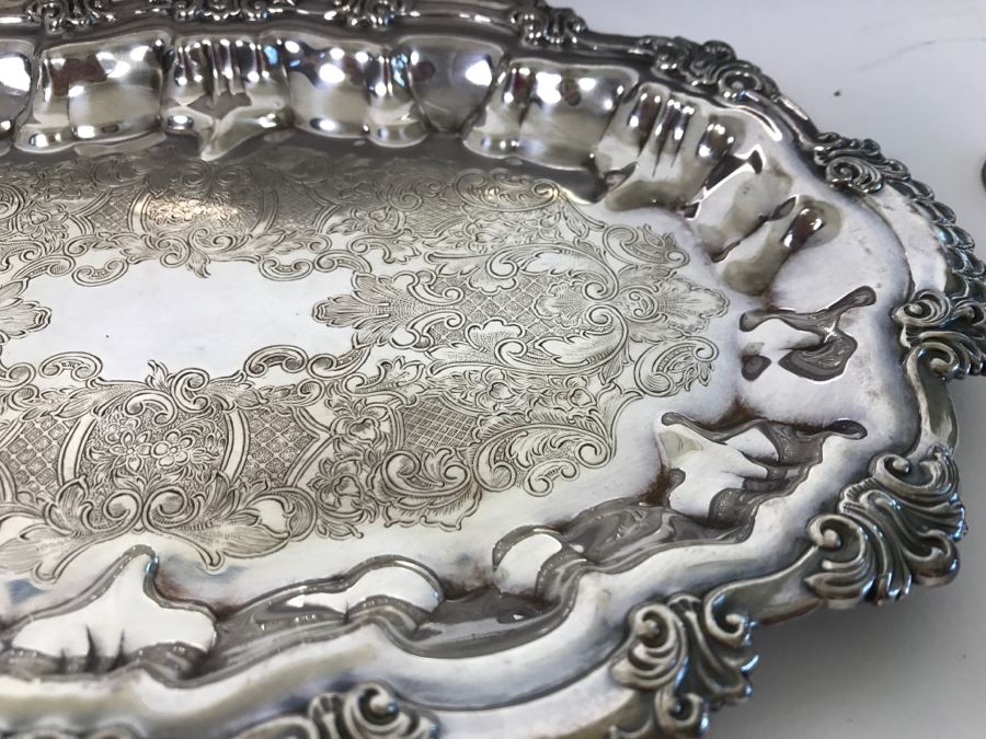 WM Rogers Silverplate Footed Tray And Wallace Silverplate Tray [Photo 3]