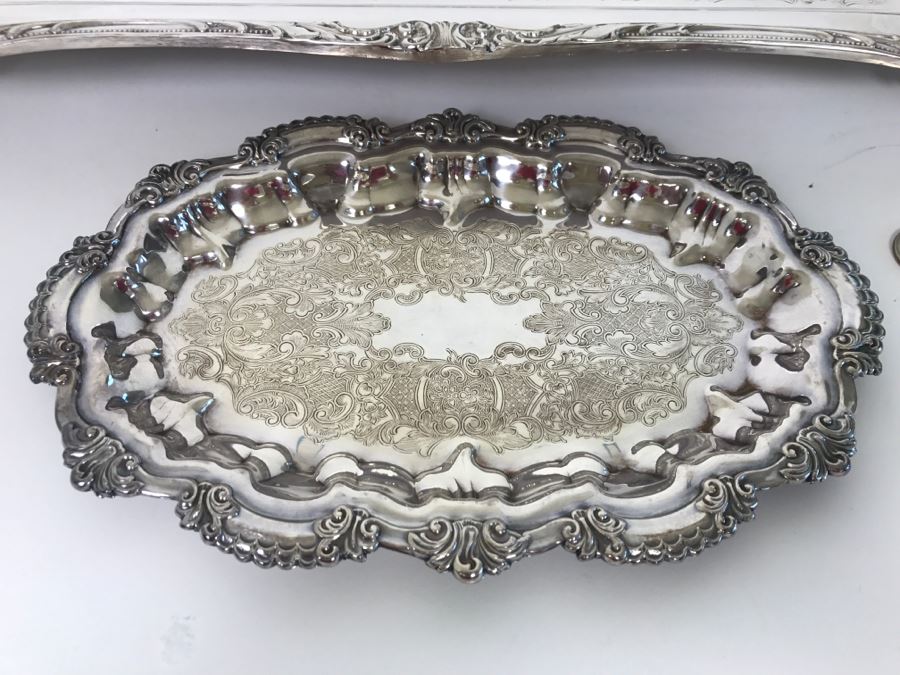 WM Rogers Silverplate Footed Tray And Wallace Silverplate Tray [Photo 2]