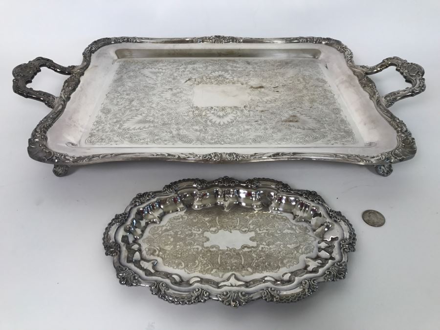 WM Rogers Silverplate Footed Tray And Wallace Silverplate Tray
