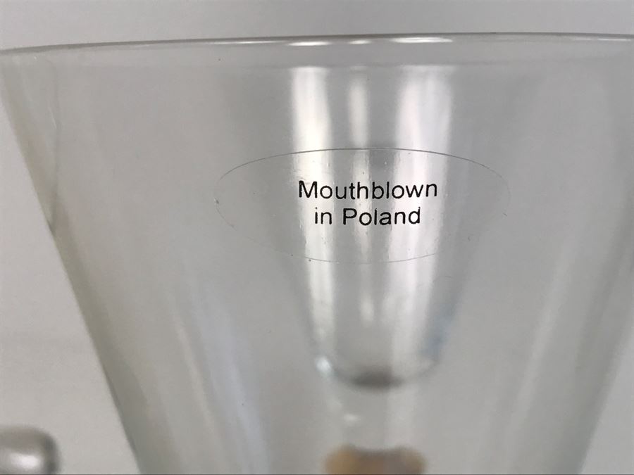 Mouthblown Glass Ice Bucket And (4) Mouth Blown Stemware Glasses Made In Poland [Photo 6]