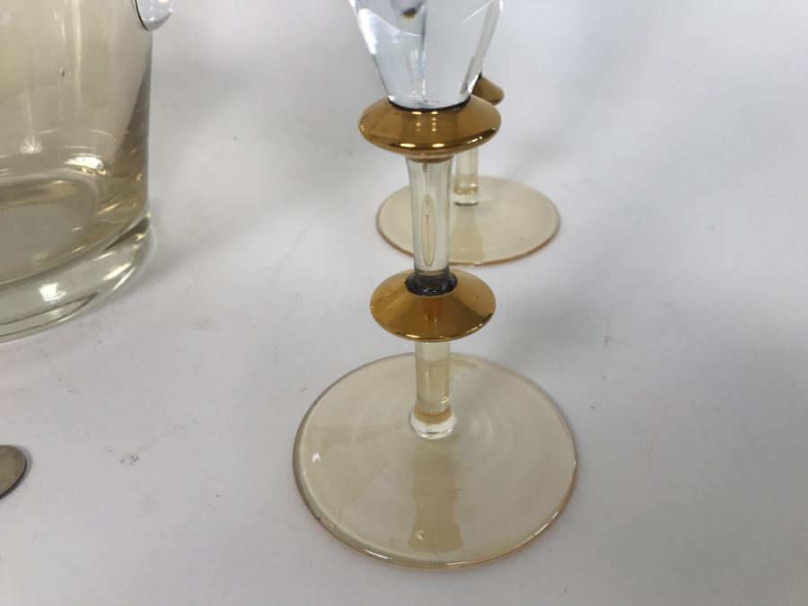 Mouthblown Glass Ice Bucket And (4) Mouth Blown Stemware Glasses Made In Poland [Photo 5]