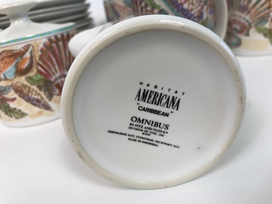 Set Of Various Fitz And Floyd Seashell Motif Plates, Bowls, Cups Coquille Caribbean - See All Photos [Photo 32]