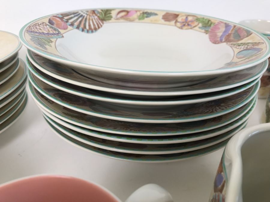 Set Of Various Fitz And Floyd Seashell Motif Plates, Bowls, Cups Coquille Caribbean - See All Photos [Photo 27]