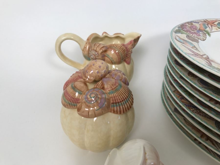 Set Of Various Fitz And Floyd Seashell Motif Plates, Bowls, Cups Coquille Caribbean - See All Photos [Photo 15]