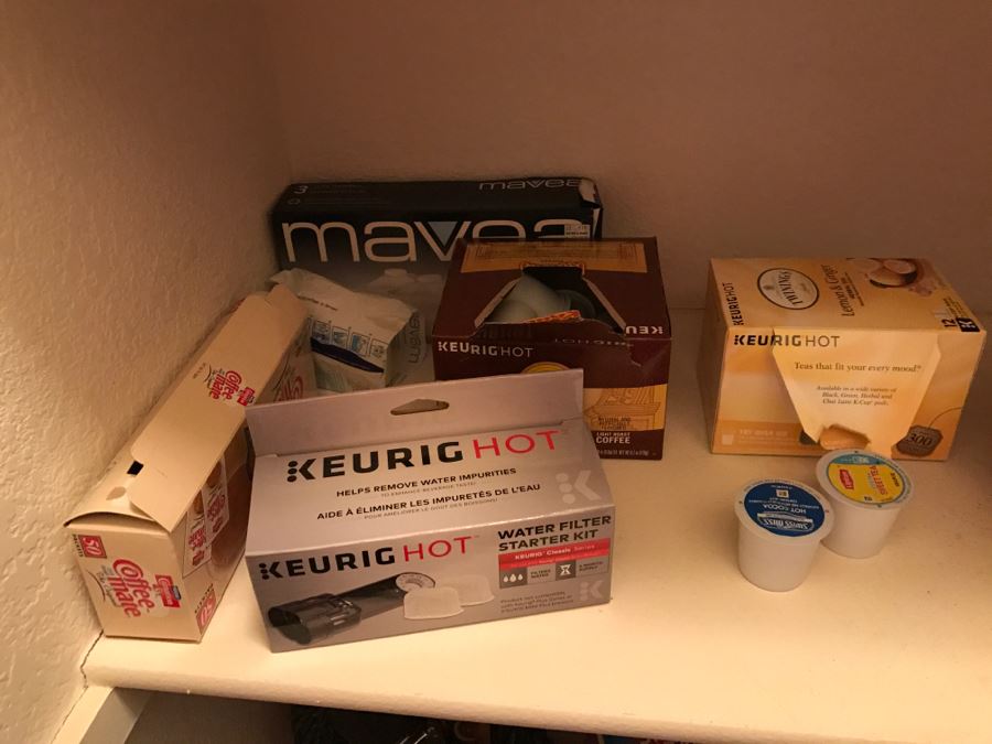 Pantry Lot Includes Swiffer Wet Jets With Supplies, Light Bulbs, Dirt Devil, Batteries, KEURIG Coffees - See All Photos [Photo 14]