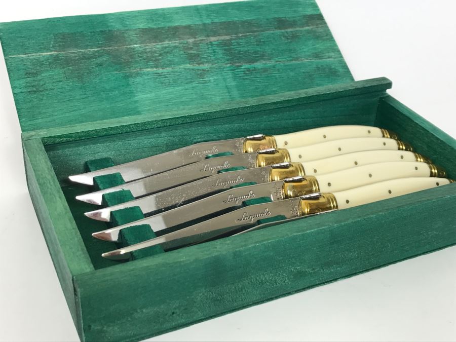 Laguiole Jean Dubost France Knife Set Knives With Wooden Storage Box [Photo 2]