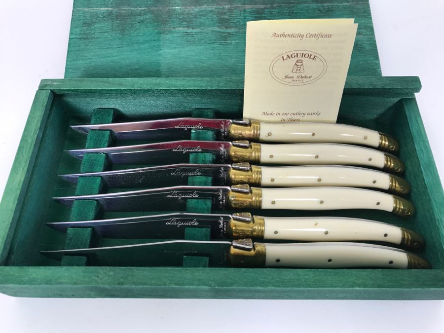 Laguiole Jean Dubost France Knife Set Knives With Wooden Storage Box [Photo 1]