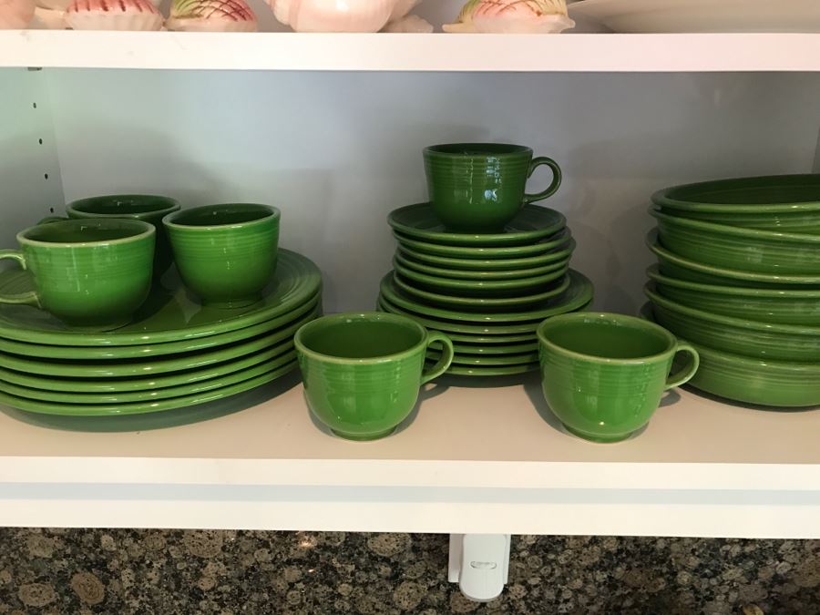 Green HLC Fiesta Homer Laughlin China Plates Cups Bowls Saucers [Photo 1]