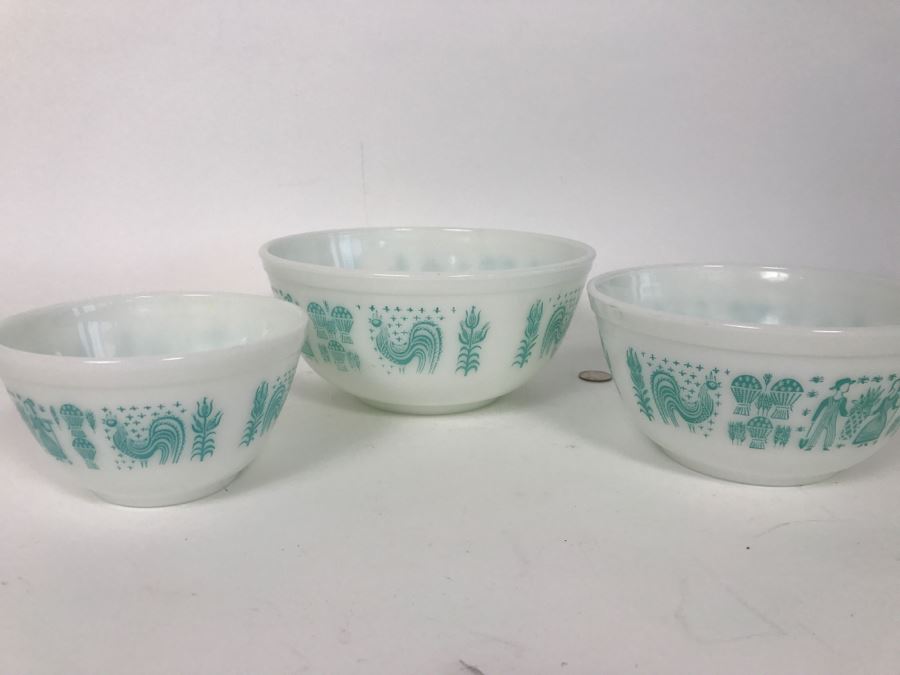 Set Of (3) Vintage PYREX Nesting Bowls Amish Butterprint [Photo 5]