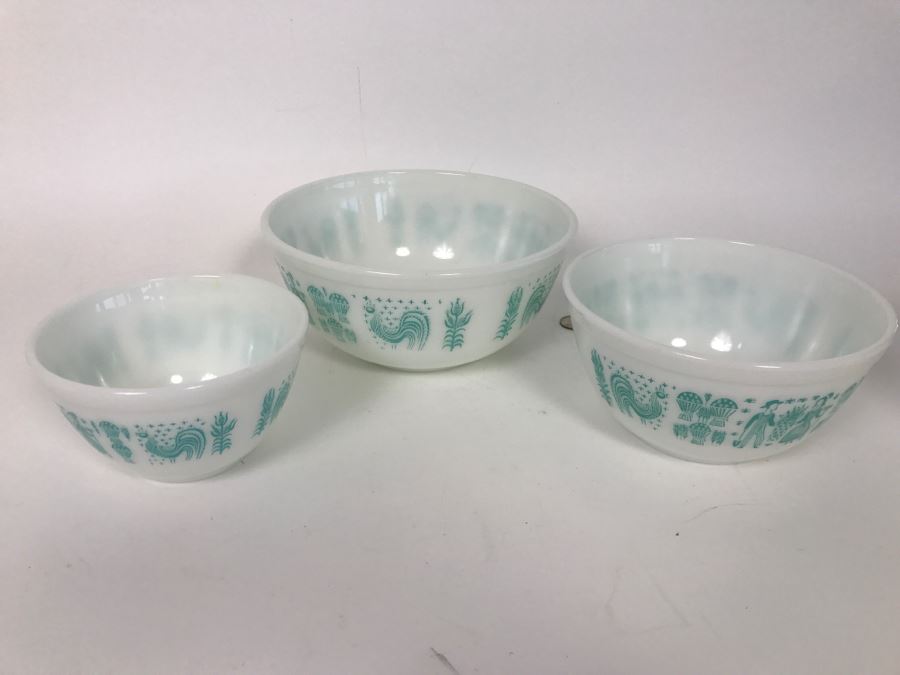 Set Of (3) Vintage PYREX Nesting Bowls Amish Butterprint [Photo 4]