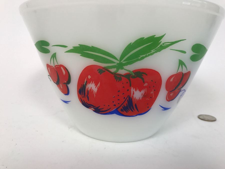 Vintage 1950's Set Of (3) Fire King Nesting Bowls Apples And Cherries [Photo 4]