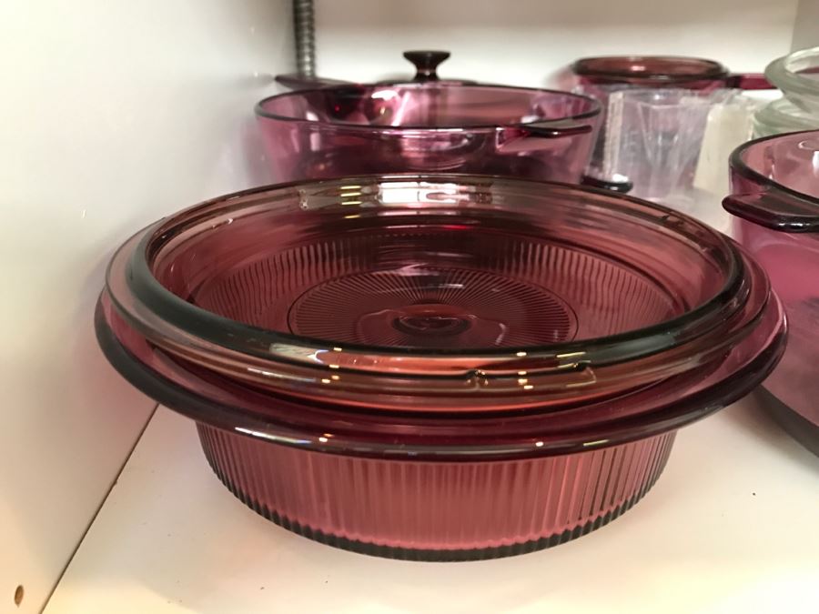 Set Of Purple Vision Corning Glassware Pots And Various Glassware [Photo 3]