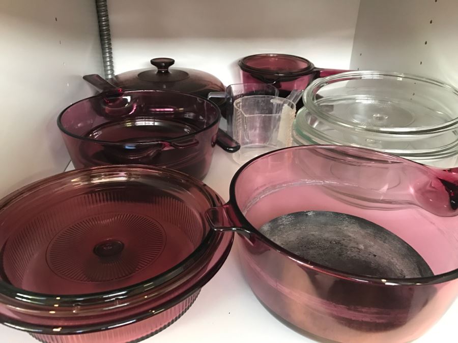 Set Of Purple Vision Corning Glassware Pots And Various Glassware [Photo 2]