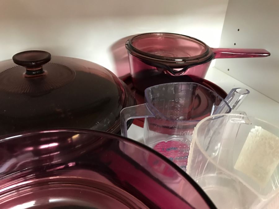 Set Of Purple Vision Corning Glassware Pots And Various Glassware [Photo 6]
