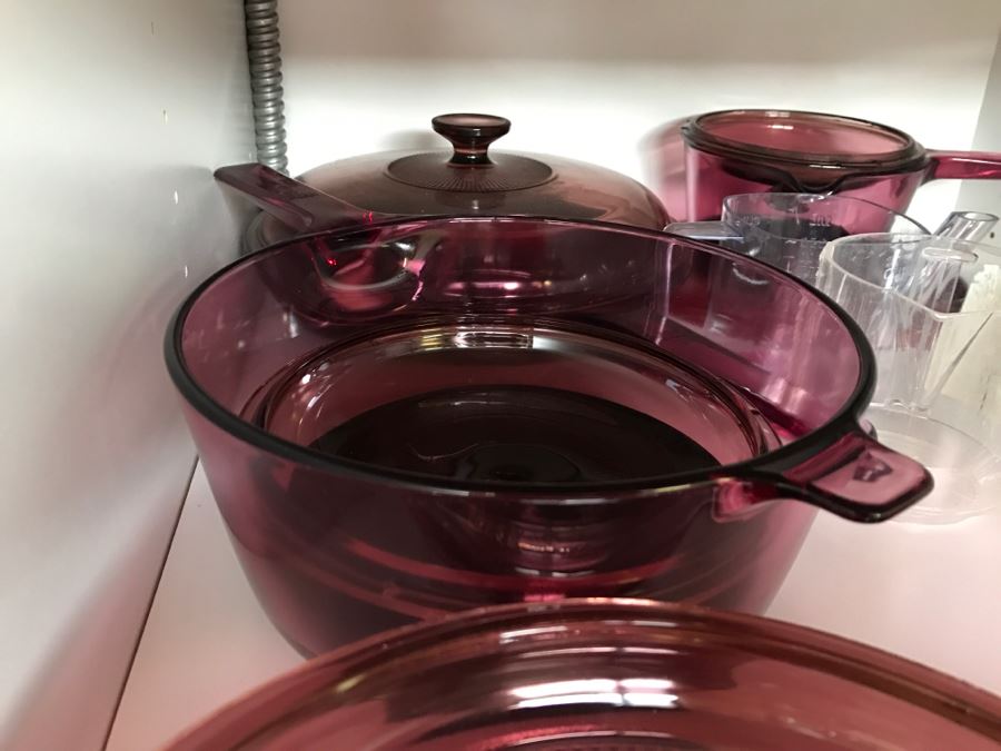Set Of Purple Vision Corning Glassware Pots And Various Glassware [Photo 4]