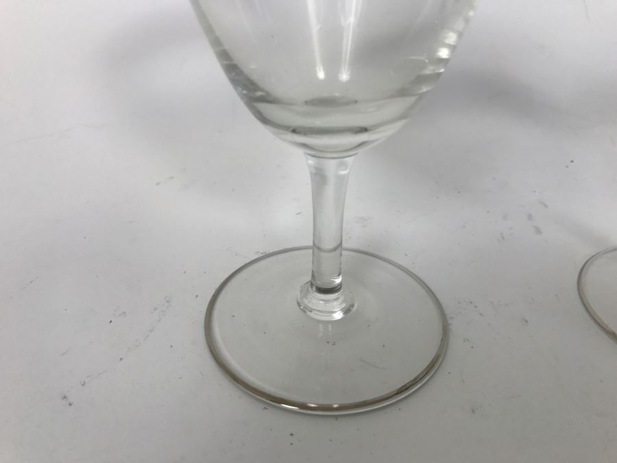 Elegant Set Of (22) Silver Rim Patterned Stemware Glasses