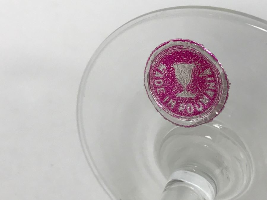 Set Of (36) Vintage Etched Glass Stemware Glasses Made In Roumania Romania Some Glasses With Original Labels [Photo 7]